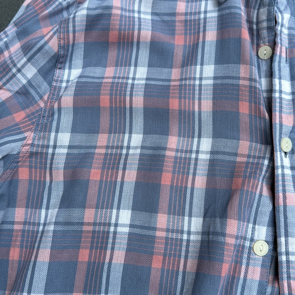 Faherty Coral and Gray Plaid Shirt - Picture 4 of 13